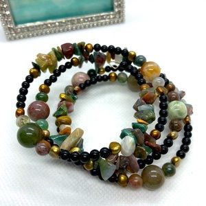 3/$30 Beautiful wrap bracelet with natural stones